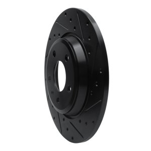 Audi A5 Sportback Brake Rotor (1) - Rear Right - R1 Concepts - Drilled & Slotted - Black - `08-`25